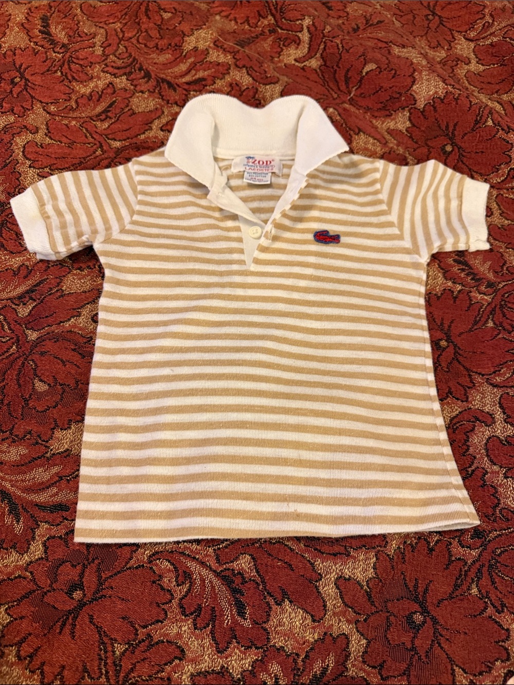 Classic Kids Striped Polo Shirt in Cream and White